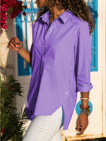 Simple Collared Side Split Top