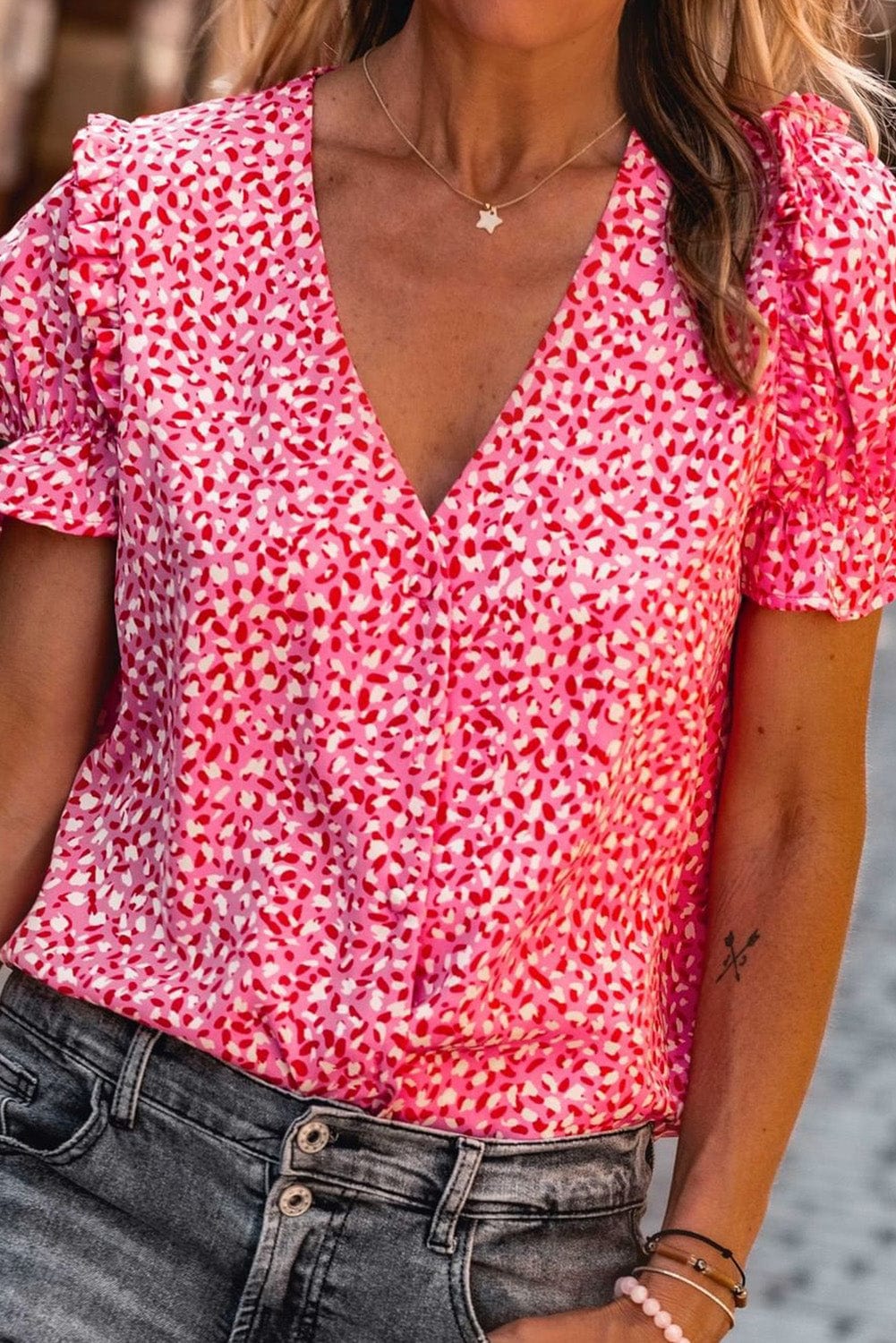 Puff Sleeve Gingham Blouse