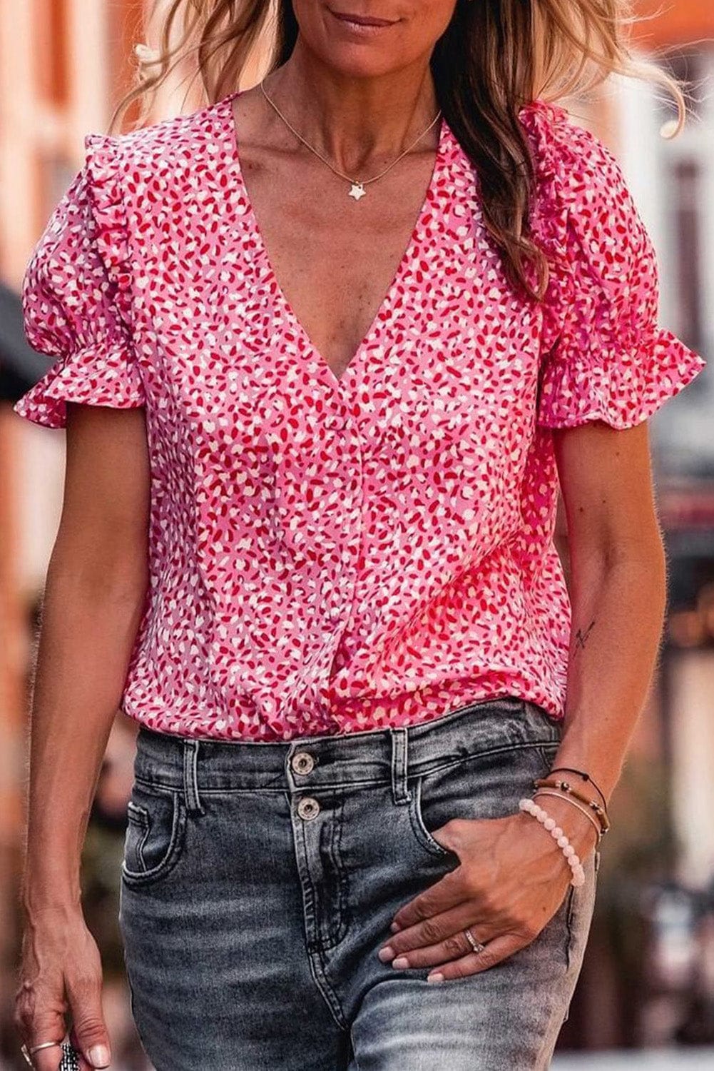 Puff Sleeve Gingham Blouse