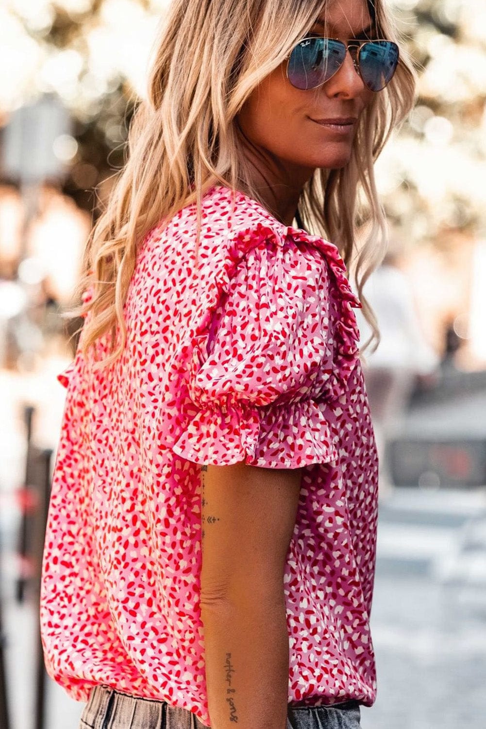 Puff Sleeve Gingham Blouse