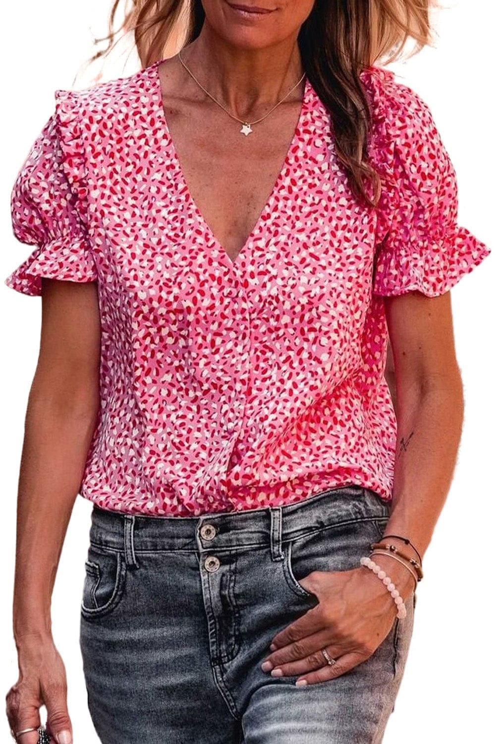 Puff Sleeve Gingham Blouse