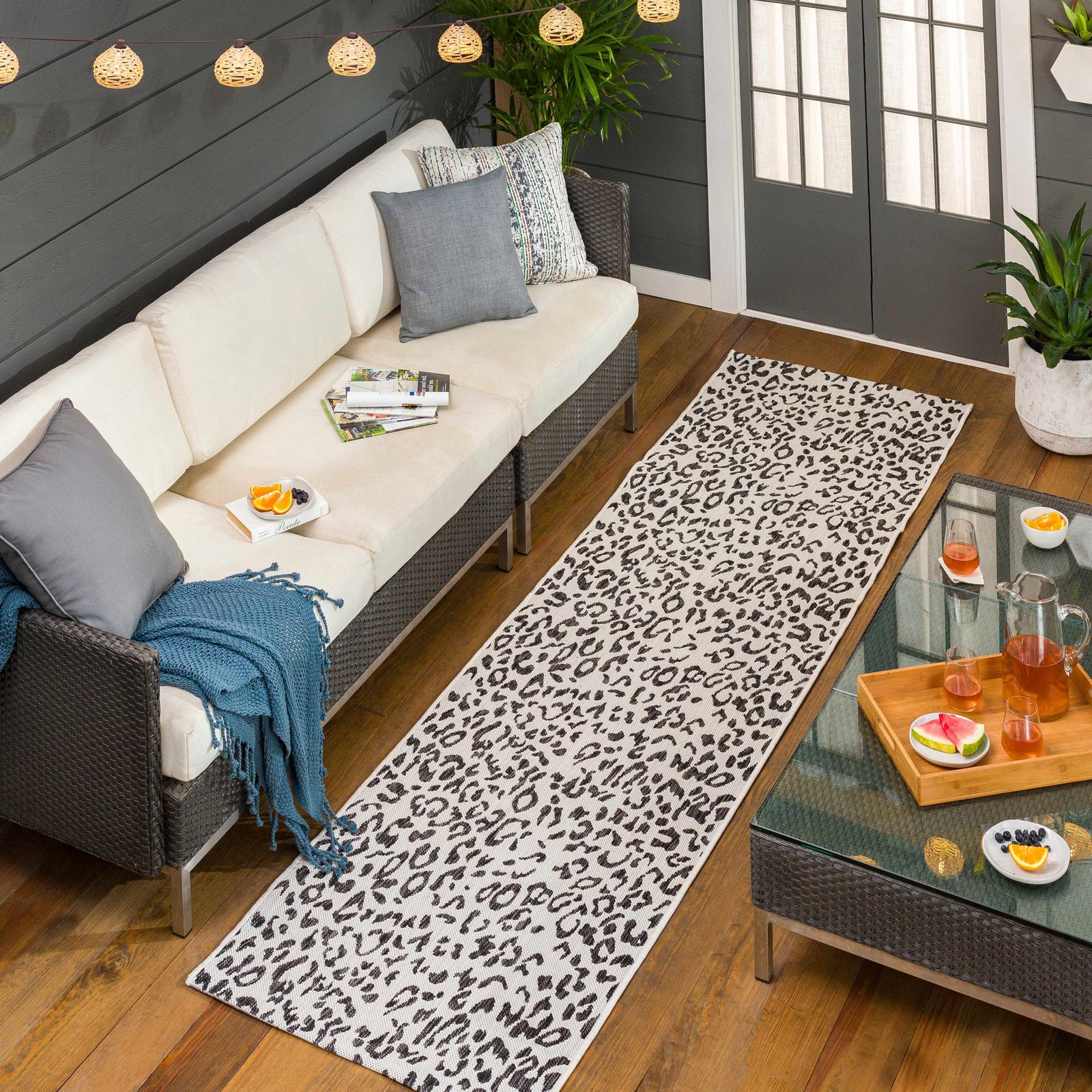 Alfombra con estampado de leopardo blanco Alderbury