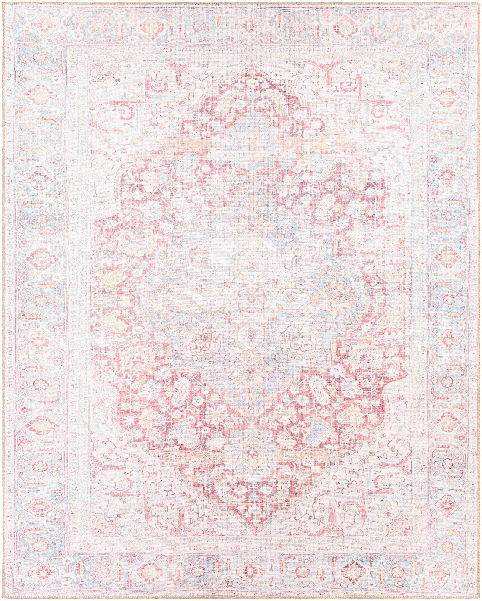 Alfombra lavable vintage Leeston en color crema óxido - Oferta