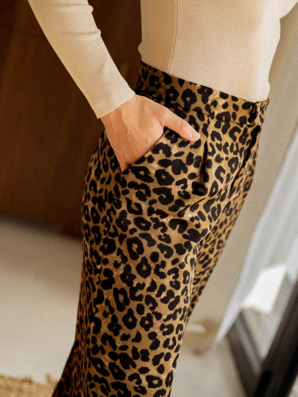 Unique Leopard Print Wide Leg Trousers