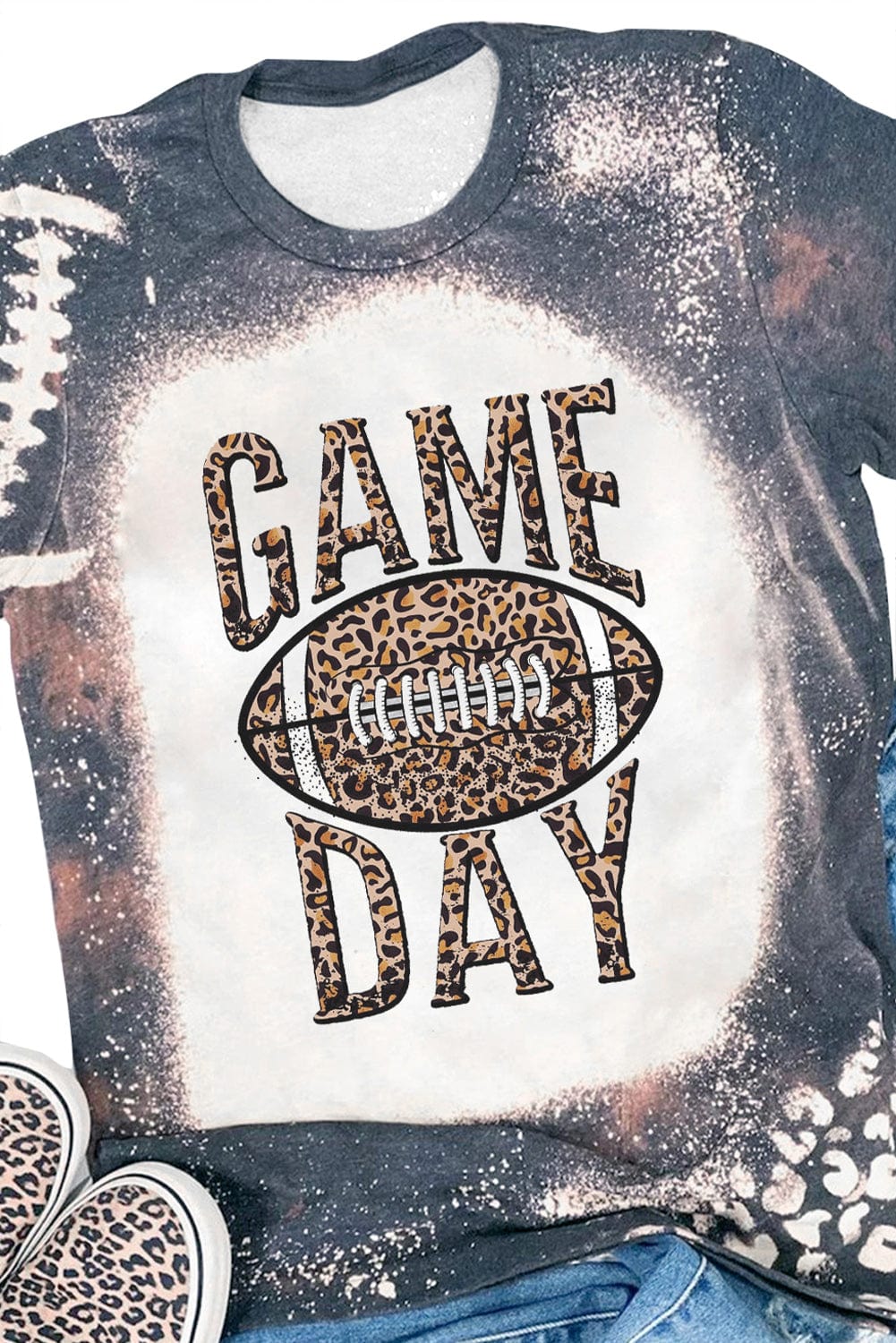 Team Spirit Leopard Football Crewneck Tee