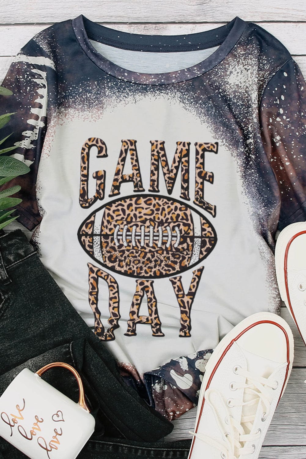 Team Spirit Leopard Football Crewneck Tee