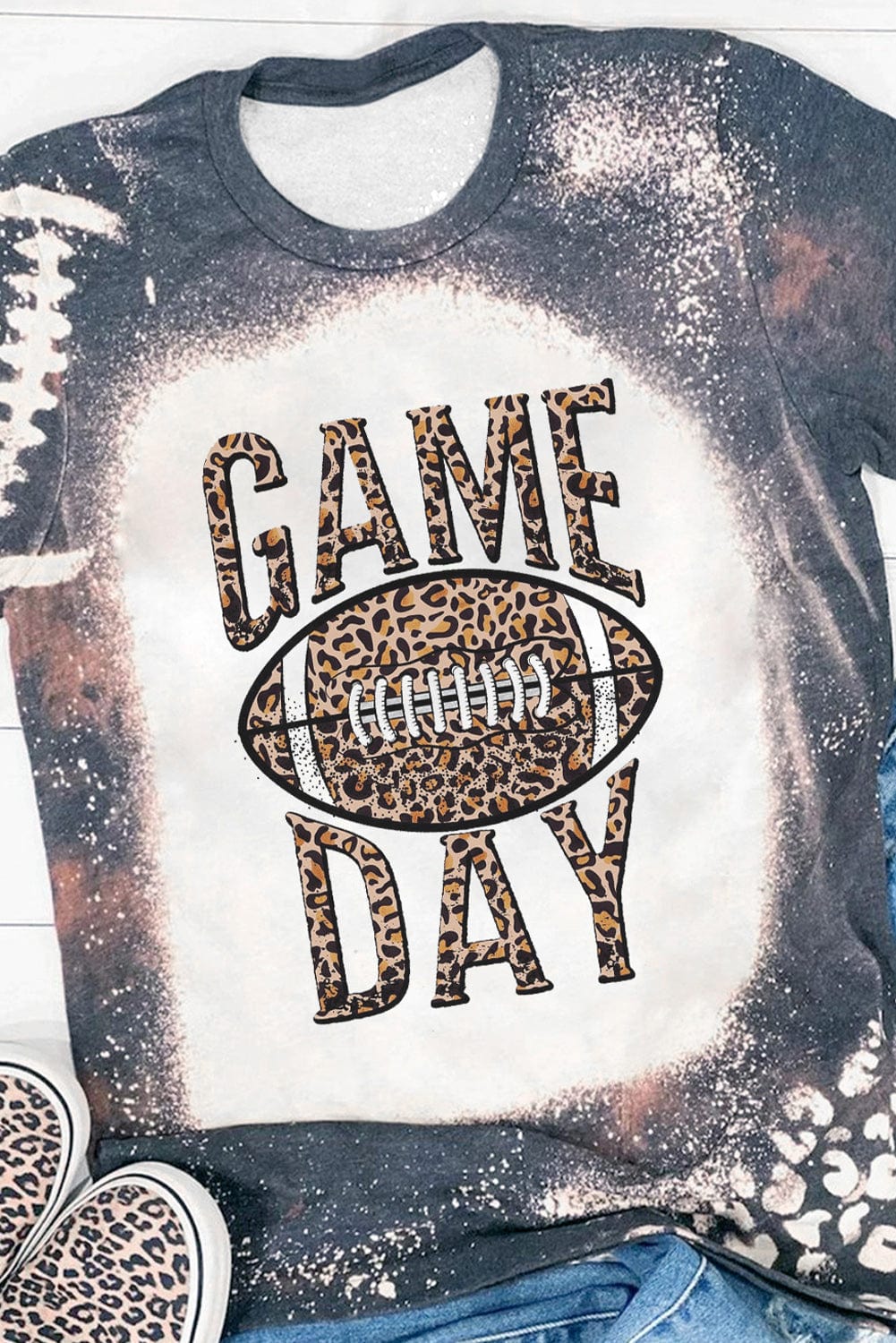 Team Spirit Leopard Football Crewneck Tee