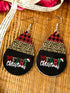 Leopard Print Black Christmas Drop Earrings