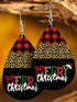 Leopard Print Black Christmas Drop Earrings