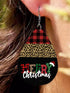 Leopard Print Black Christmas Drop Earrings