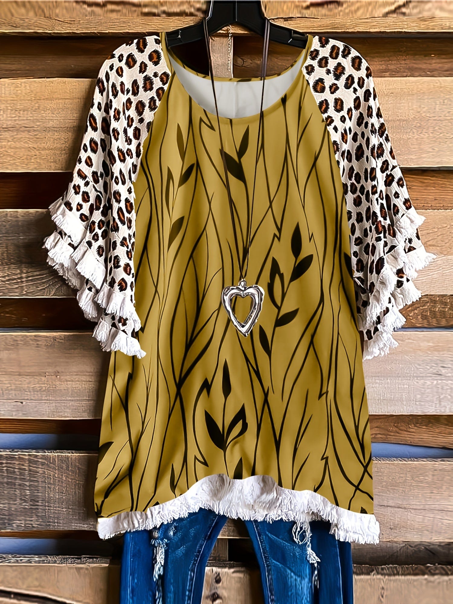 Plus Size  Casual  Leopard Print T-Shirt