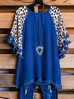 Statement Plus Size Top with Leopard Sleeves
