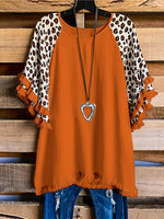 Plus Size  Casual  Leopard Print T-Shirt