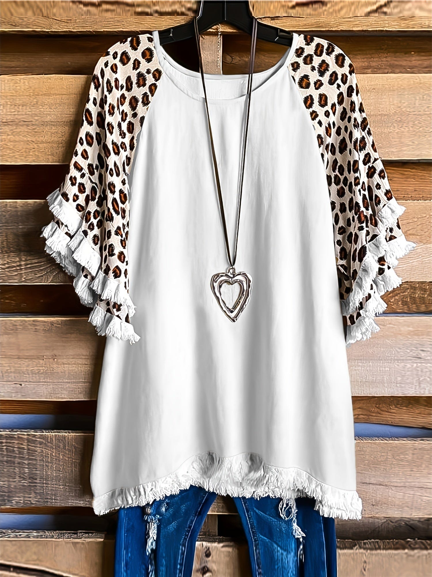 Plus Size  Casual  Leopard Print T-Shirt