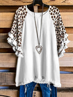 Plus Size  Casual  Leopard Print T-Shirt