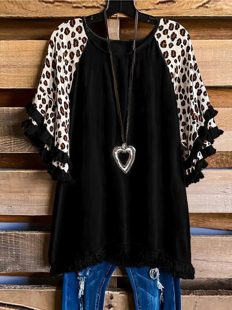 Plus Size  Casual  Leopard Print T-Shirt