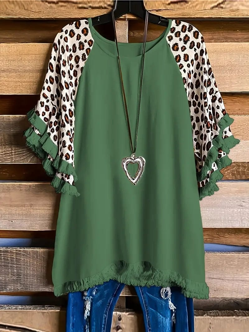 Plus Size  Casual  Leopard Print T-Shirt