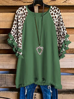 Plus Size  Casual  Leopard Print T-Shirt