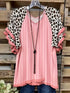 Statement Plus Size Top with Leopard Sleeves