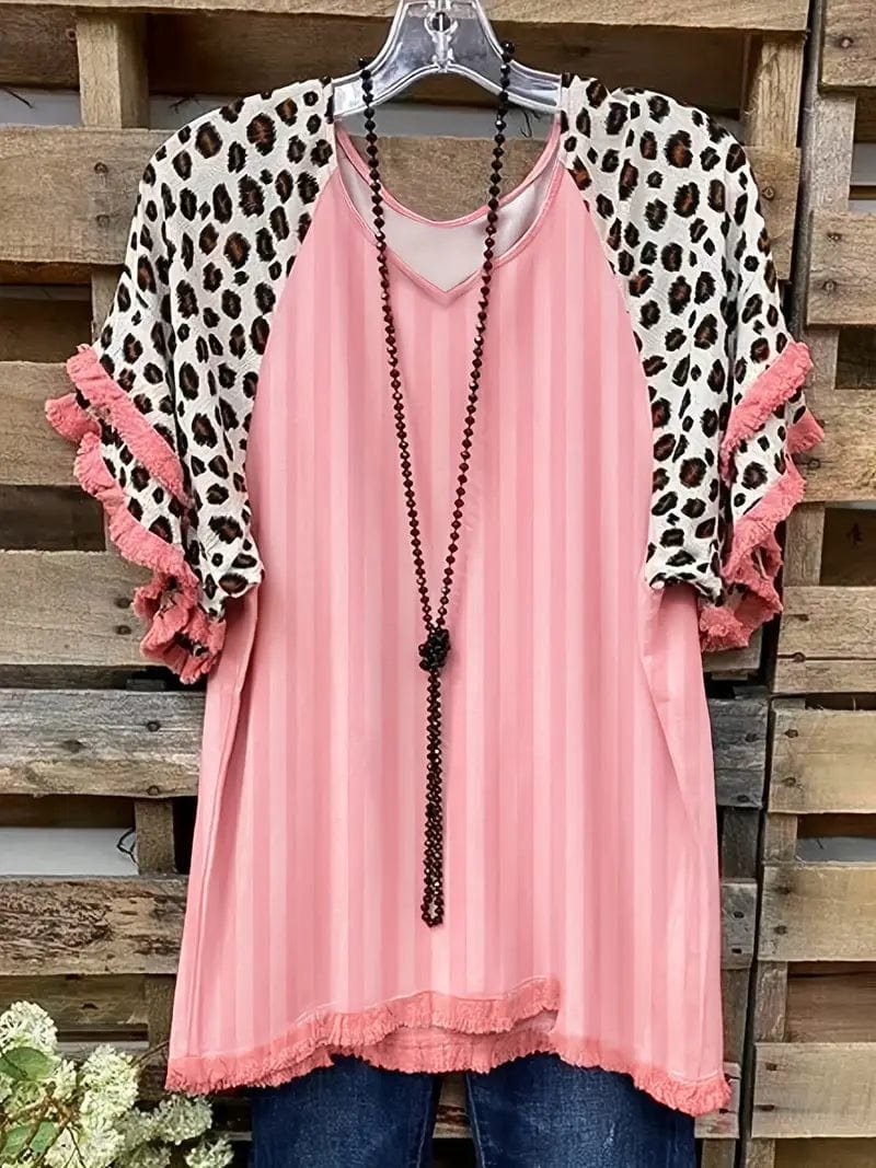 Plus Size  Casual  Leopard Print T-Shirt