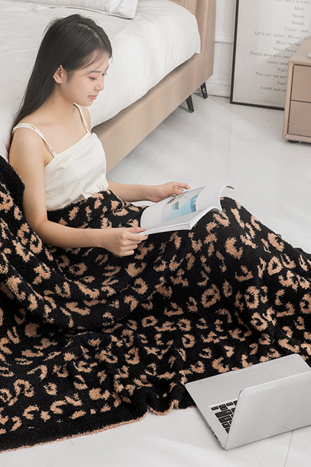 Leopard Print Cozy Knit Throw 50x60 Inches