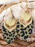 Leopard Print Leaf Shape Drop Earrings with Hollow Out Details