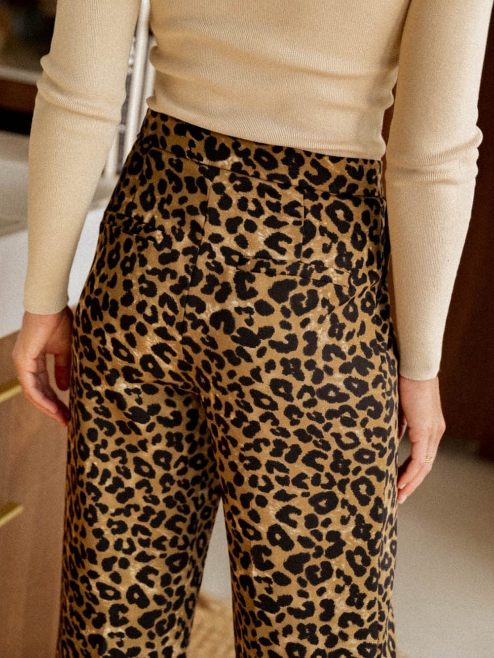 Unique Leopard Print Wide Leg Trousers