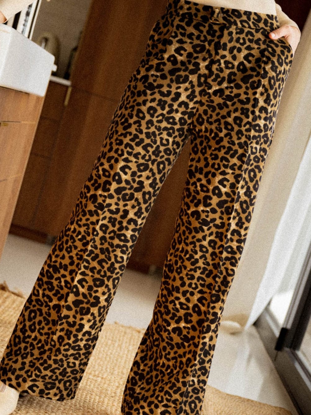 Unique Leopard Print Wide Leg Trousers