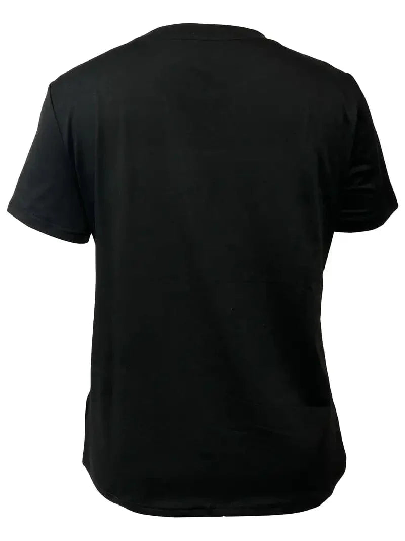 Navy Blue T-Shirt with Leopard and Glitter Accent