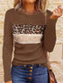 Navy Blue T-Shirt with Leopard and Glitter Accent