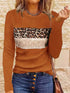 Navy Blue T-Shirt with Leopard and Glitter Accent