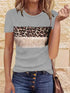 Navy Blue T-Shirt with Leopard and Glitter Accent
