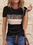 Navy Blue T-Shirt with Leopard and Glitter Accent