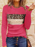 Navy Blue T-Shirt with Leopard and Glitter Accent