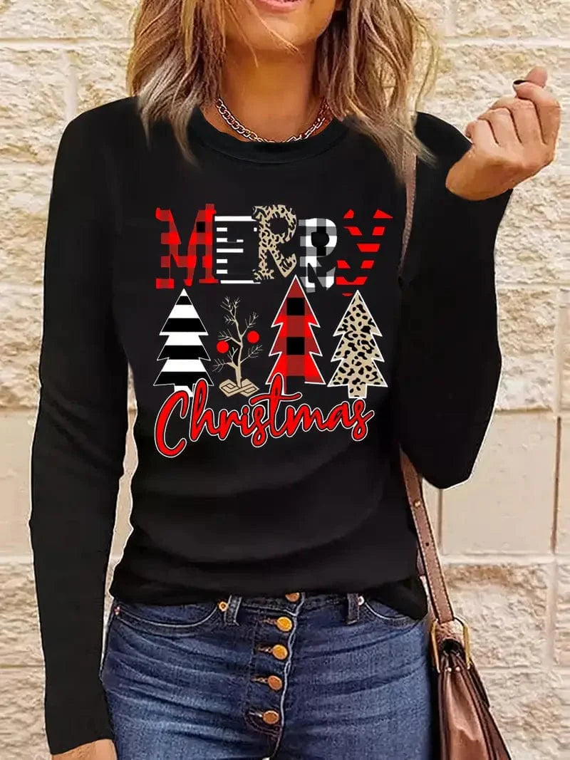 Navy Blue T-Shirt with Leopard and Glitter Accent