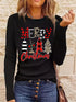 Navy Blue T-Shirt with Leopard and Glitter Accent