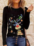 Navy Blue T-Shirt with Leopard and Glitter Accent