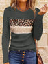 Navy Blue T-Shirt with Leopard and Glitter Accent