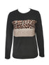 Navy Blue T-Shirt with Leopard and Glitter Accent