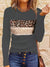 Navy Blue T-Shirt with Leopard and Glitter Accent