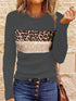 Navy Blue T-Shirt with Leopard and Glitter Accent