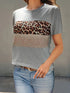 Navy Blue T-Shirt with Leopard and Glitter Accent