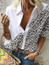 Leopard Print and Solid Color Blouse