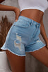 Light Blue Distressed Hem Denim Shorts