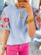 Bohemian Gingham Puff Sleeve Blouse