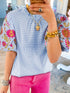 Summer Gingham Blouse with Puff Sleeves
