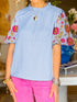 Summer Gingham Blouse with Puff Sleeves