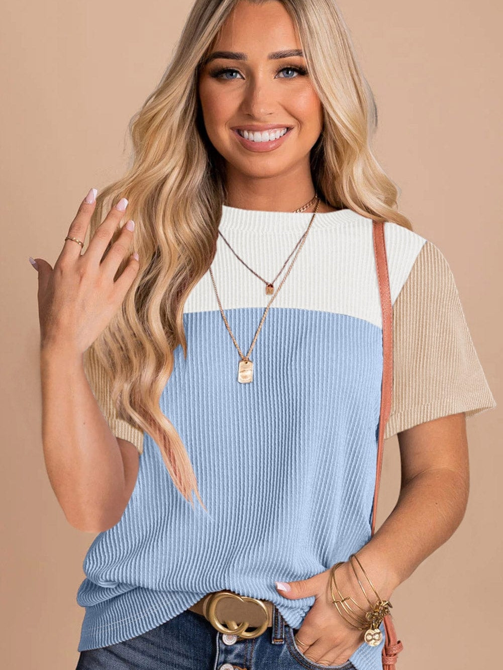 Summer Knit Color Block Tee