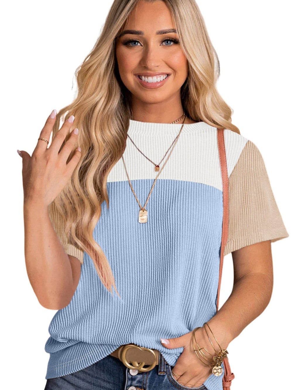 Summer Knit Color Block Tee