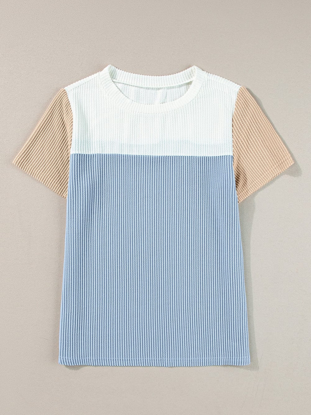 Versatile Colorblock Ribbed Knit Tee